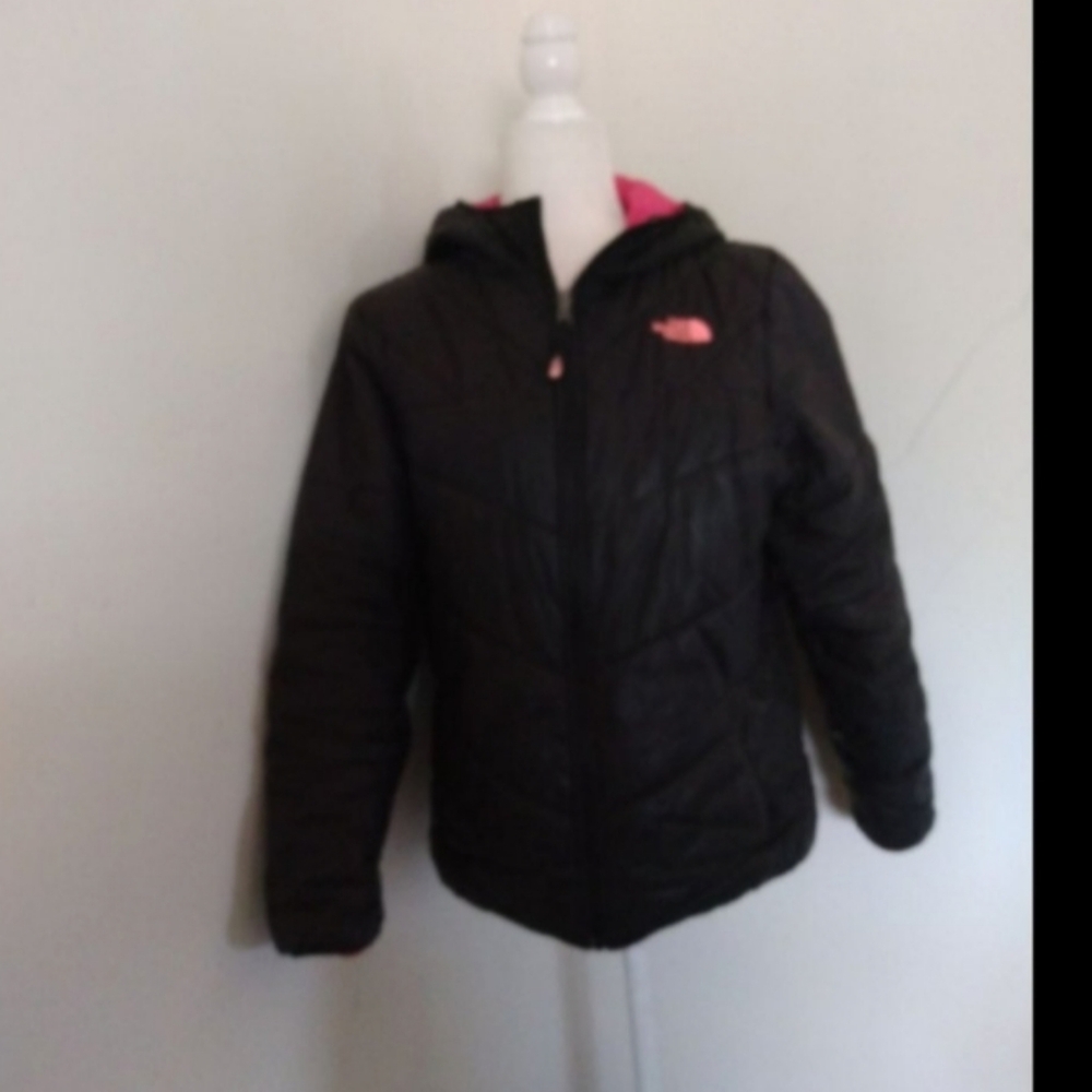 The North Face Girls Reversible Hooded Puffer Jacket Sz 18